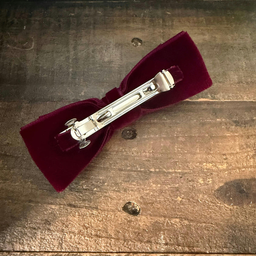 Double Velvet Bows, Burgundy/Navy Bundle Set
