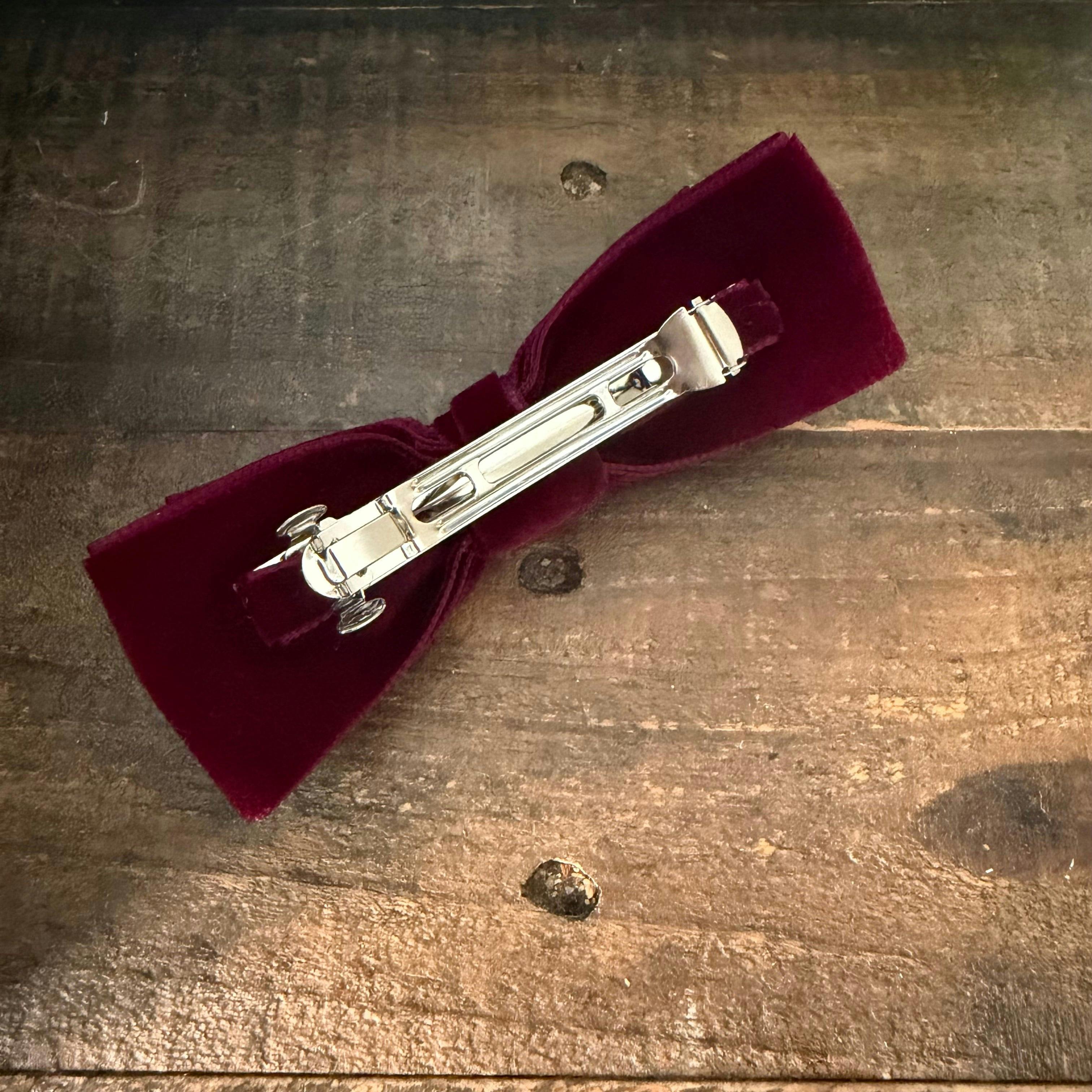 Double Velvet Bows, Burgundy/Navy Bundle Set