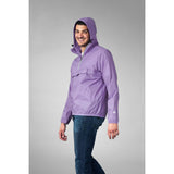 Light purple quarter zip packable rain jacket and windbreaker