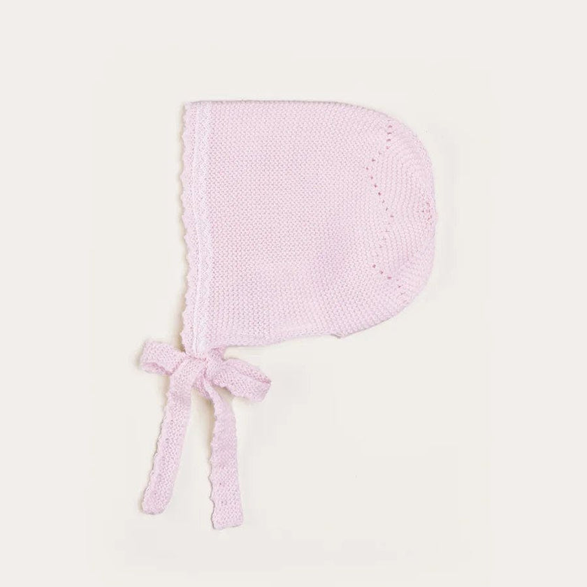 Lace Detail Bonnet in Baby Pink (0-9mths)