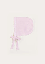 Lace Detail Bonnet in Baby Pink (0-9mths)