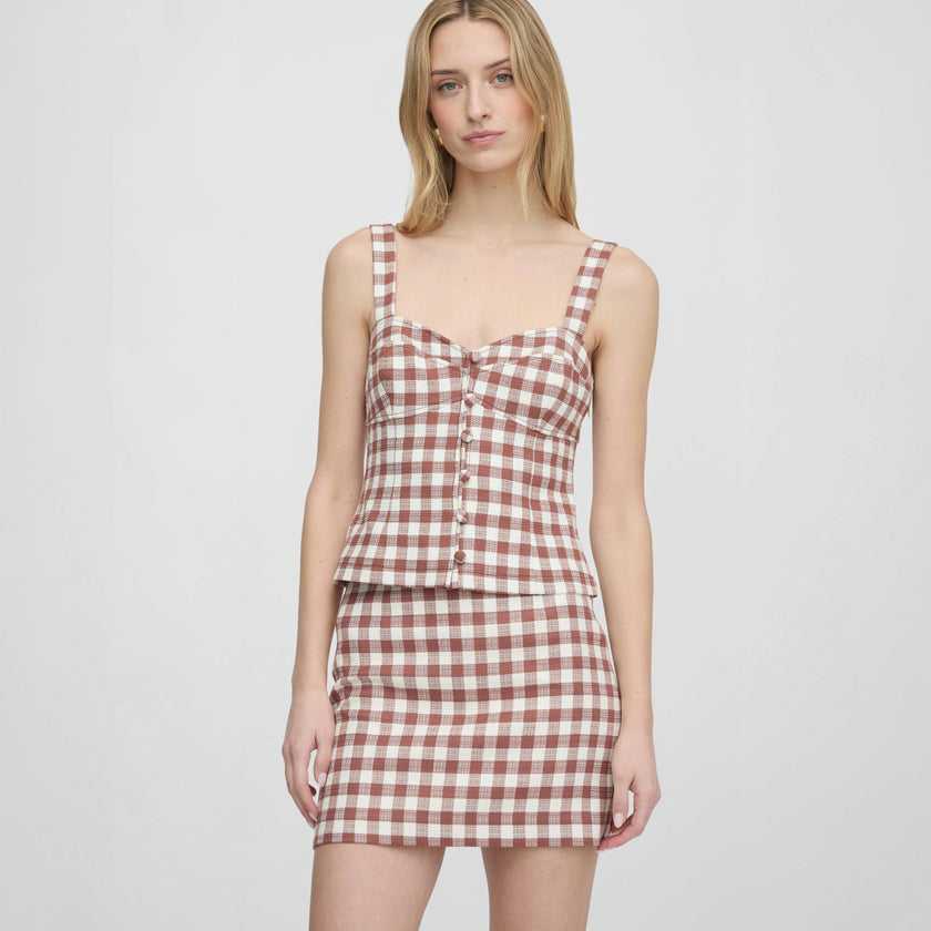 The Aiko Top - Cognac Gingham