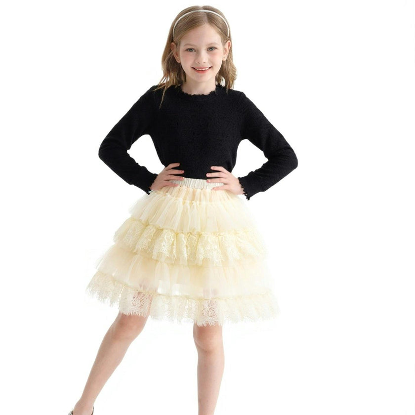 Black Knit Top with Tulle Skirt