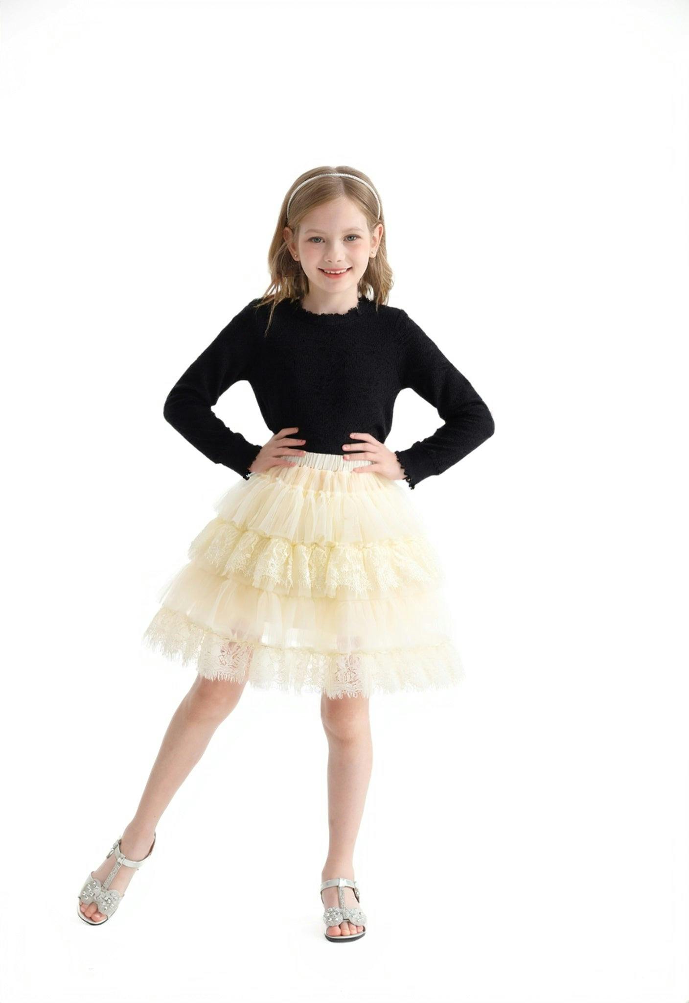 Black Knit Top with Tulle Skirt