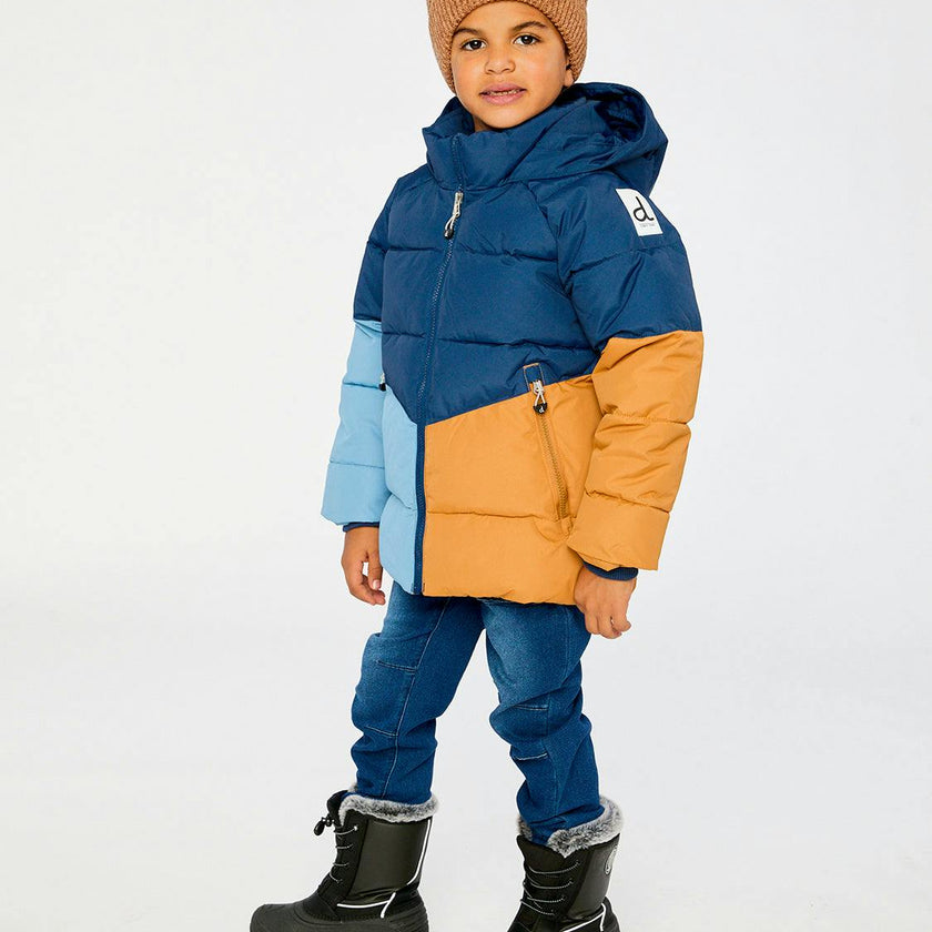 Color-Block Winter Jacket Dark Blue