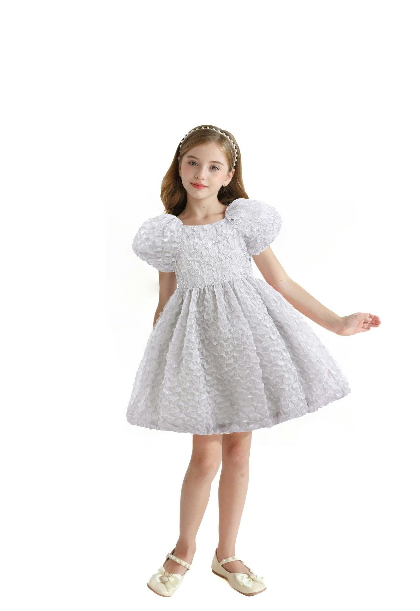 Gray Textured Empire Dress