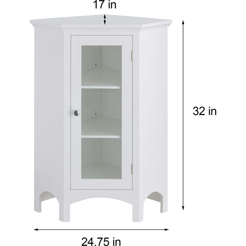 Madison Wooden Corner Floor Cabinet with Glass Door