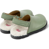 Brutus Fur Cushion Back Velcro Strap Leather Sandals, Green