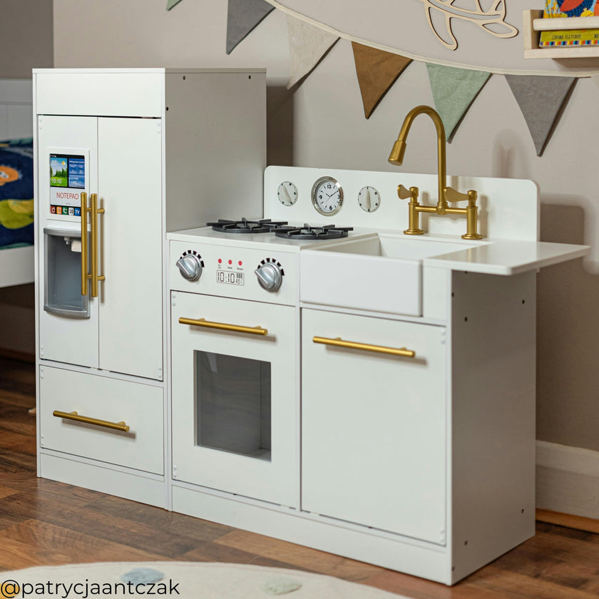 Little Chef Charlotte Modern Play Kitchen, White/Gold