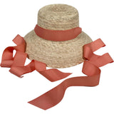 Little Girls Palmetto Long Coral Grosgrain Ribbon Bucket Hat