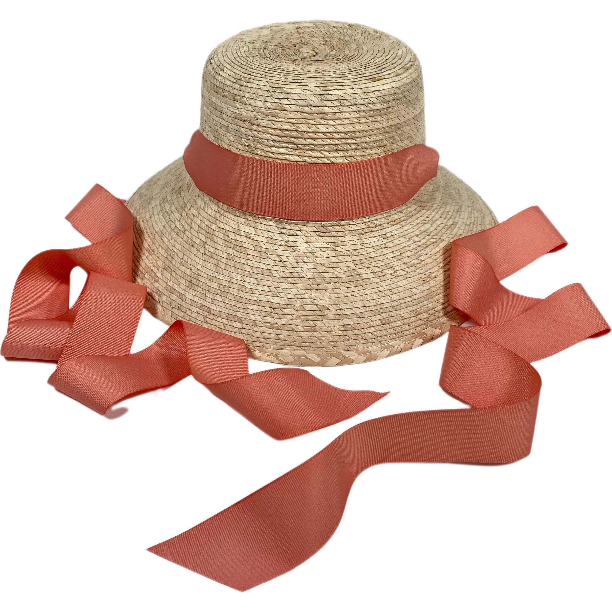Little Girls Palmetto Long Coral Grosgrain Ribbon Bucket Hat