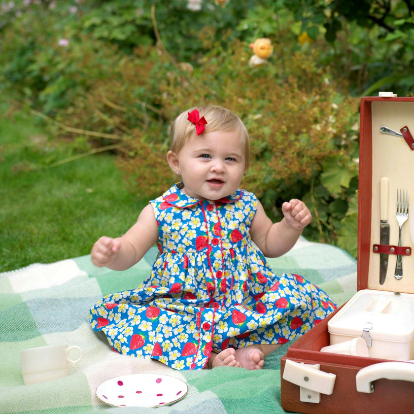 Strawberry Blossom Button-front Dress and Bloomers