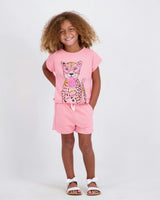 Girls French Terry Top & Short | Glitter Cheetah