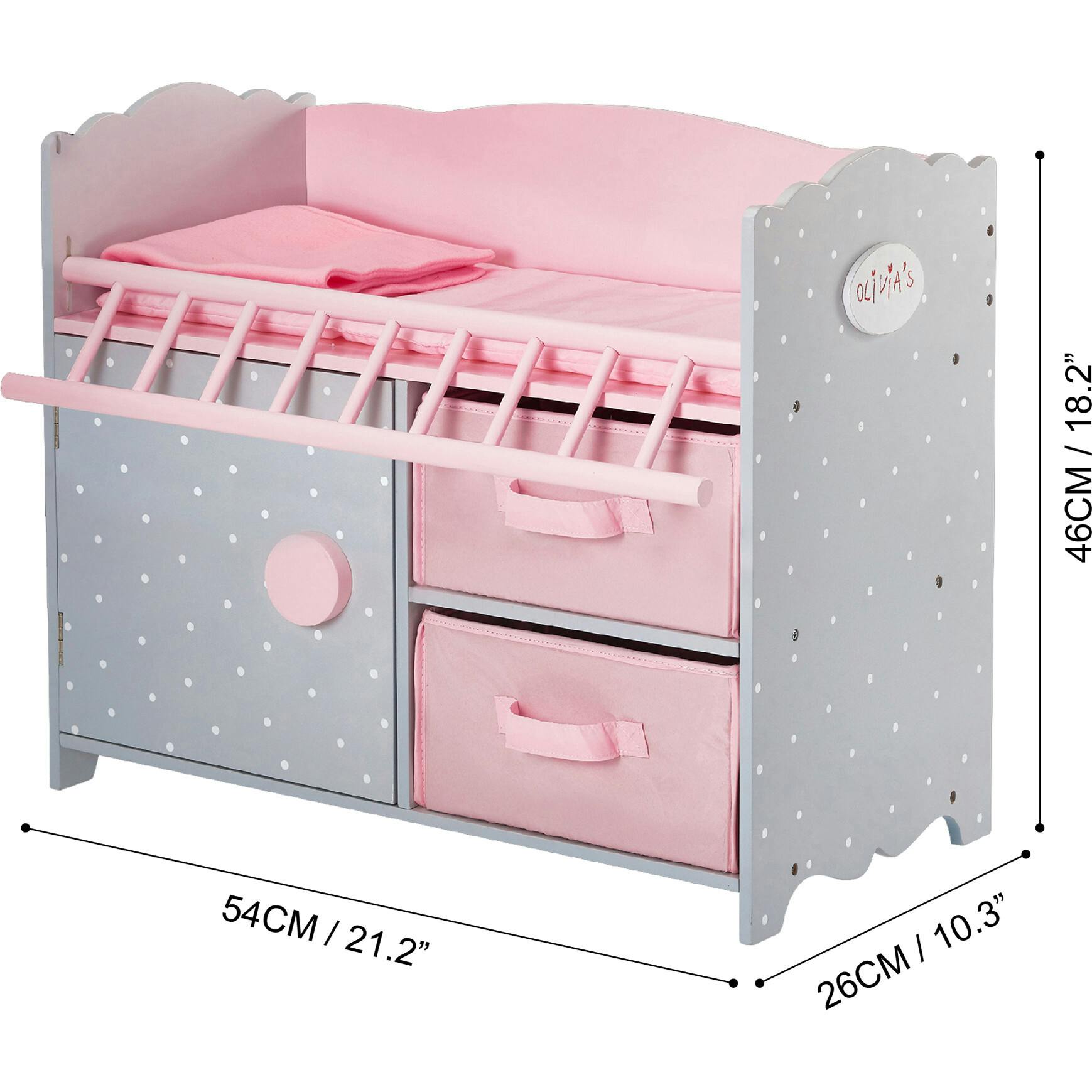 Olivia's Little World Wooden Baby Doll Crib & Cabinet