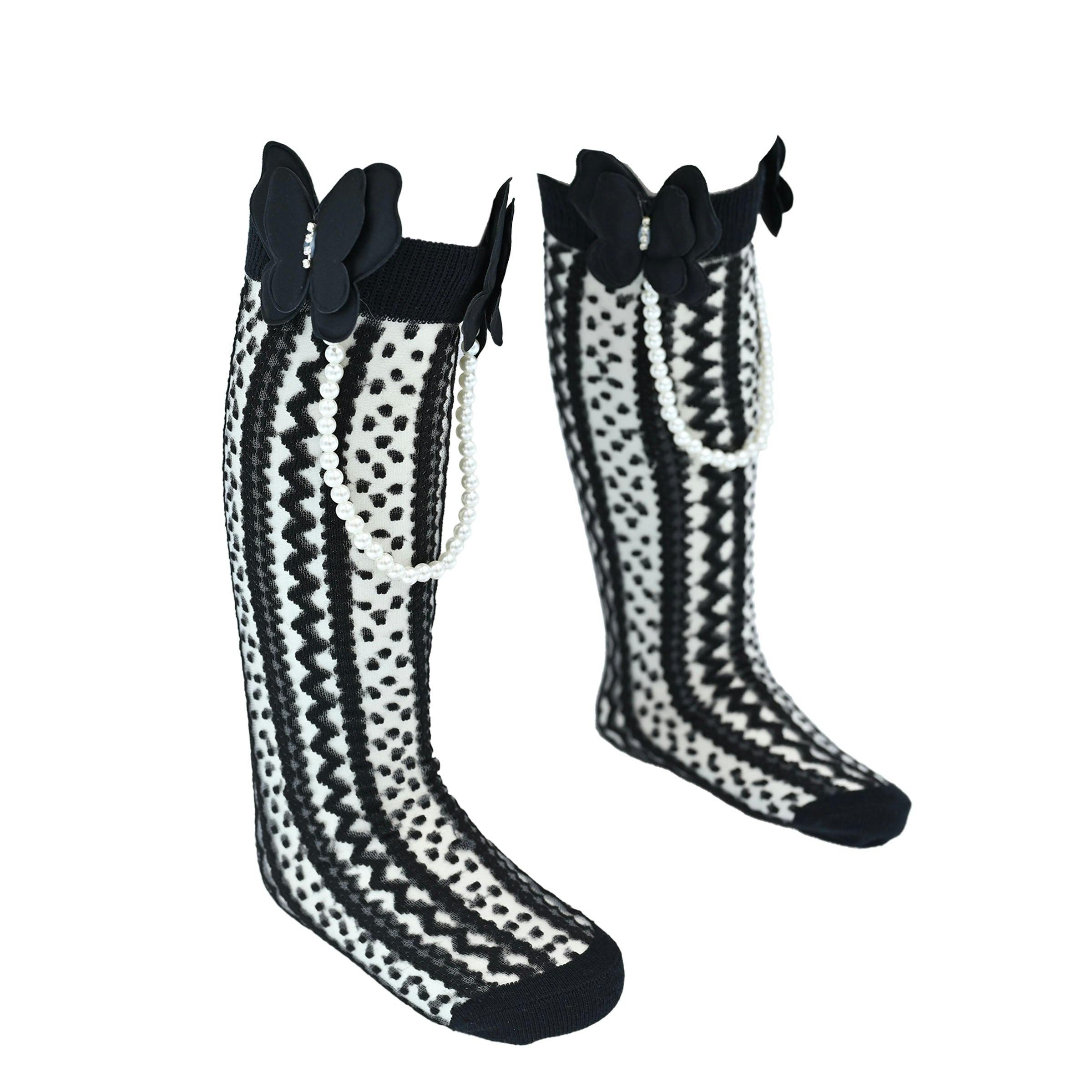 Butterfly Lace Pearl Link Socks