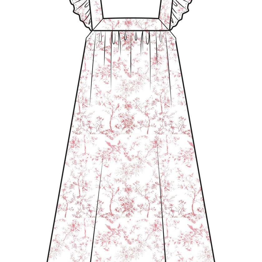 Girl's Twill Clara Nightgown in Pink Timeless Toile