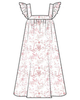 Girl's Twill Clara Nightgown in Pink Timeless Toile