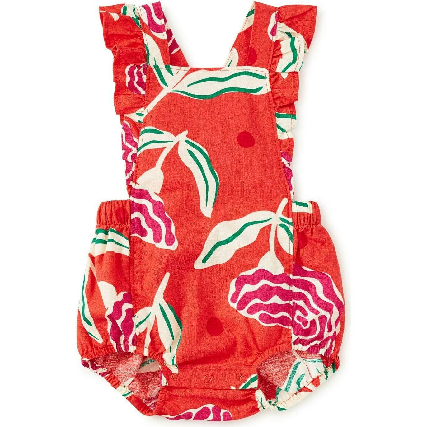 Ruffle Bubble Baby Romper, Red