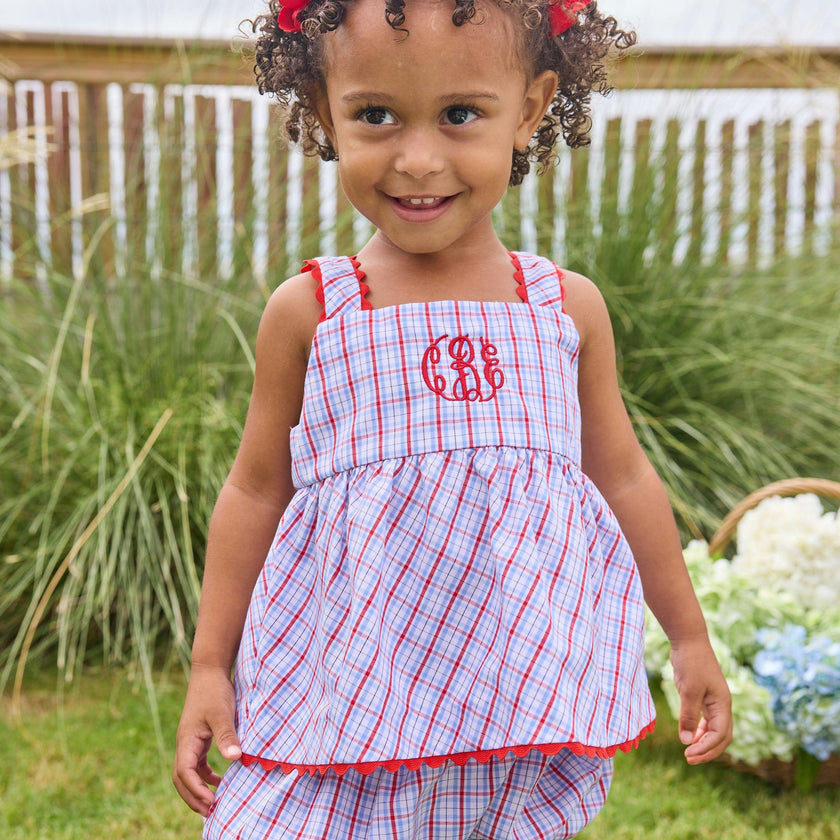 Evie Bloomer Set - Patriotic Plaid