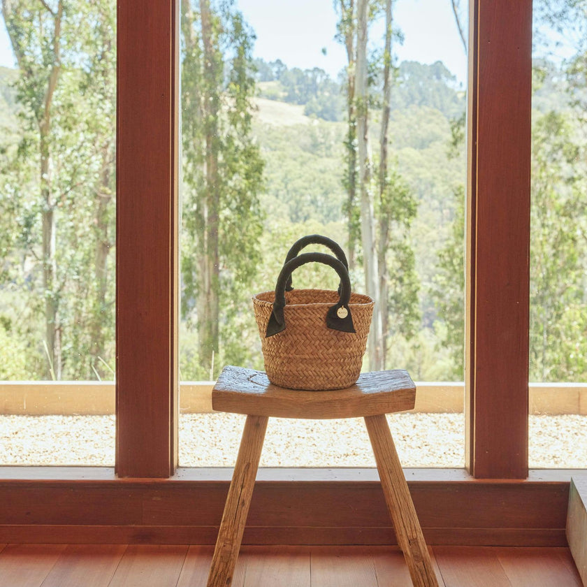 Mini Rosie Ribbon Straw Tote