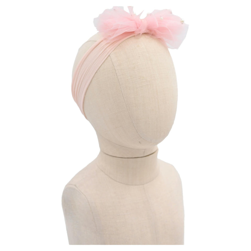 Multicolored Tulle Pearl Ribbon Headband