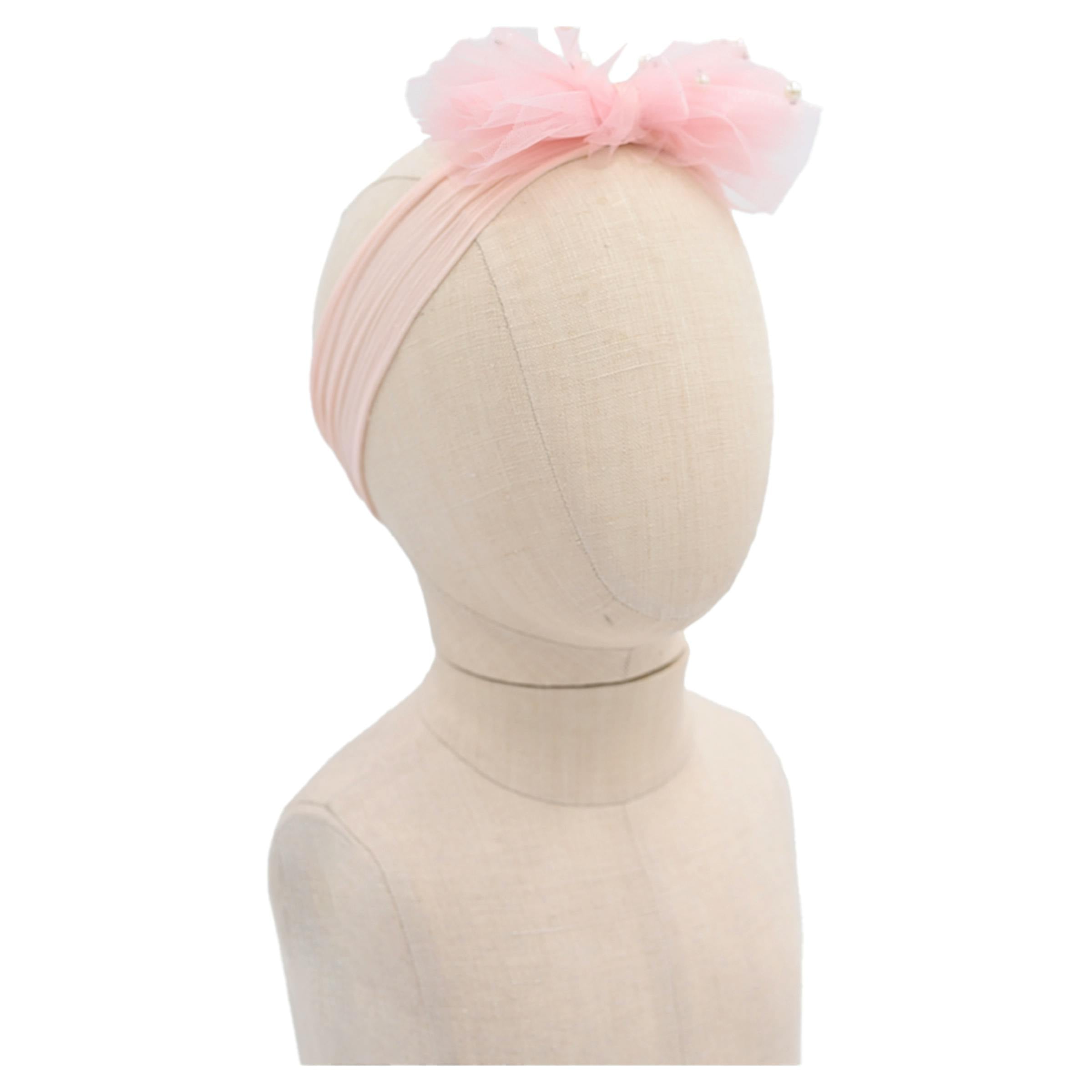 Multicolored Tulle Pearl Ribbon Headband