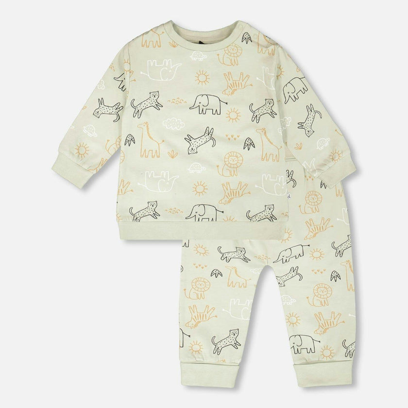 Organic Cotton Jersey Onesie And Cotton Rib Shortall Set