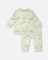 Organic Cotton Jersey Onesie And Cotton Rib Shortall Set