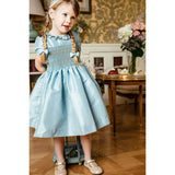 Astrid Blue Taffeta Smocked Girl Dress