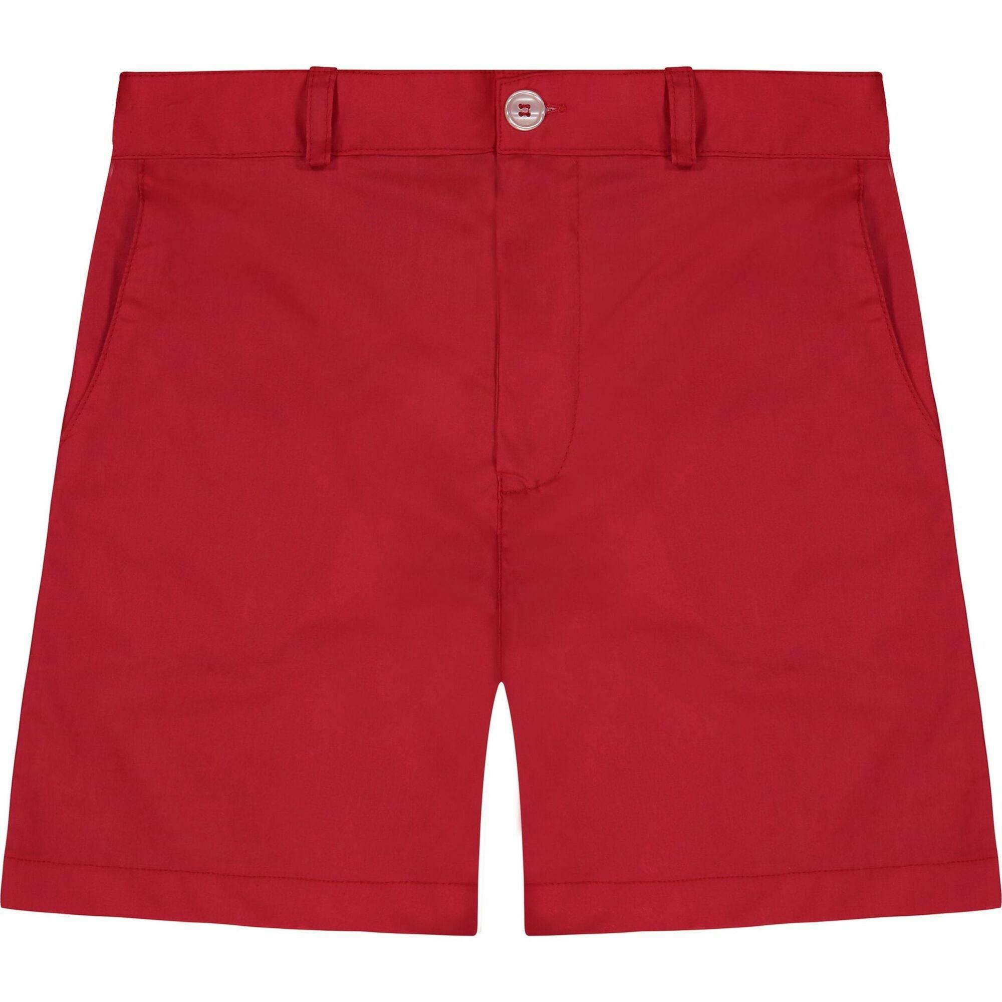 Alex Flat Front Shorts Poplin, Red