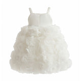 White Arabella Glitter Ruffle Dress