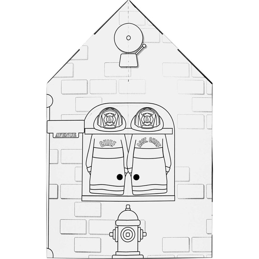 Color & Paint Cardboard Playhouse - Police & Fire Station