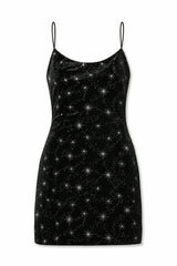 Romi Black Velour with Silver Stars Dress