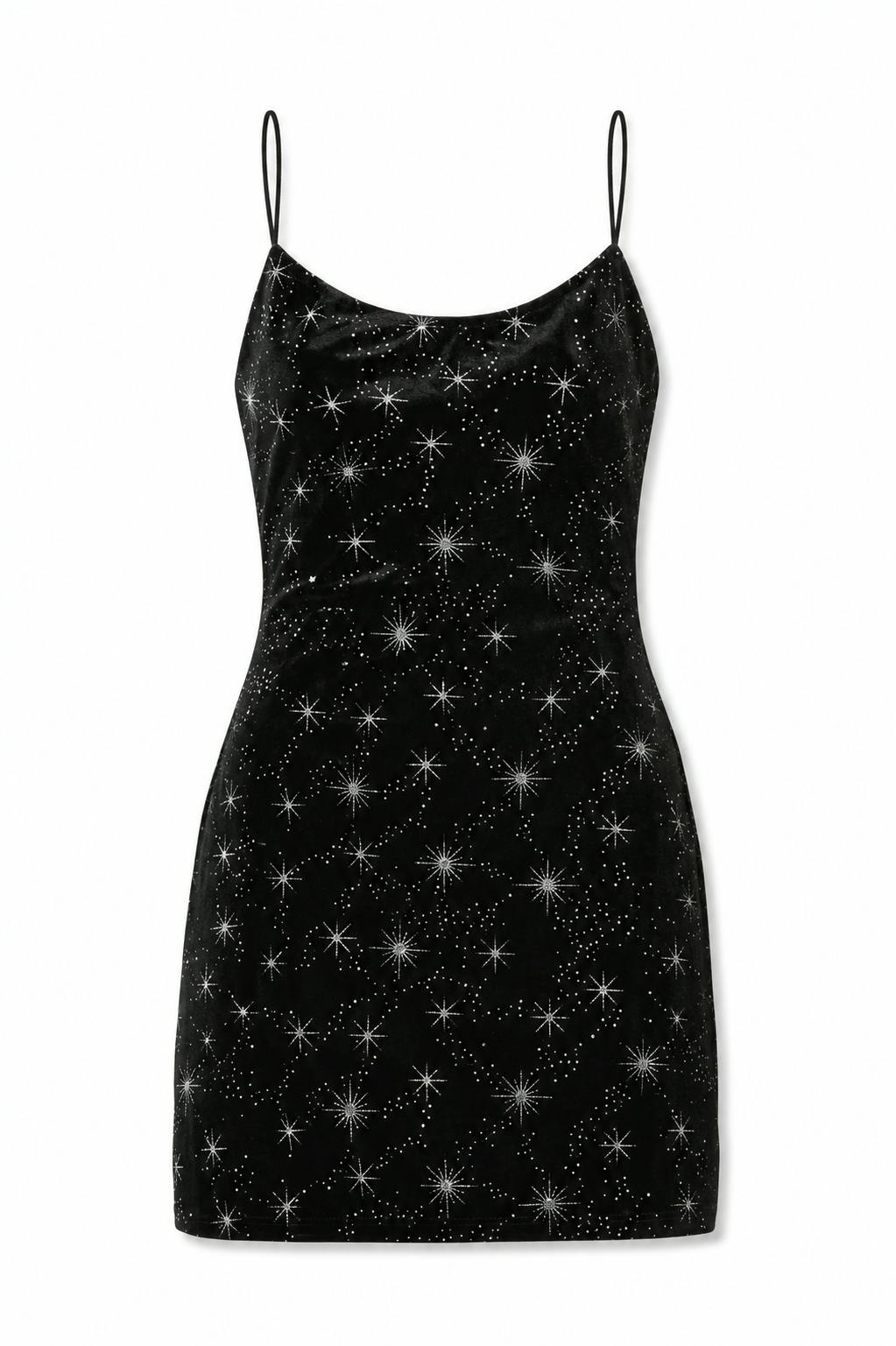 Romi Black Velour with Silver Stars Dress