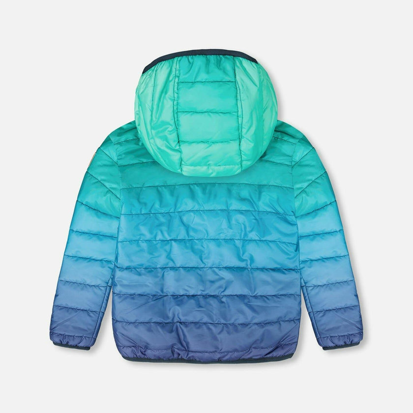 Quilted Mid-Season Jacket Green and Blue Gradient