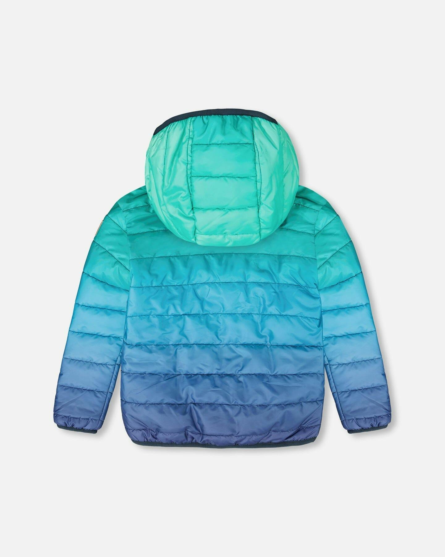 Quilted Mid-Season Jacket Green and Blue Gradient