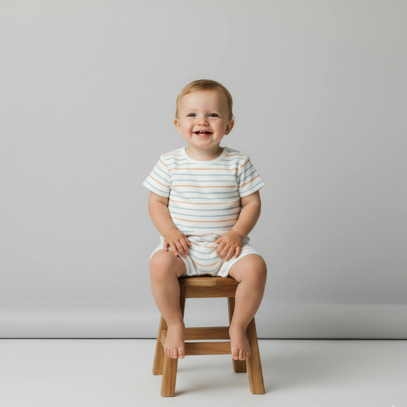 Organic Short Romper - Cabana Stripes