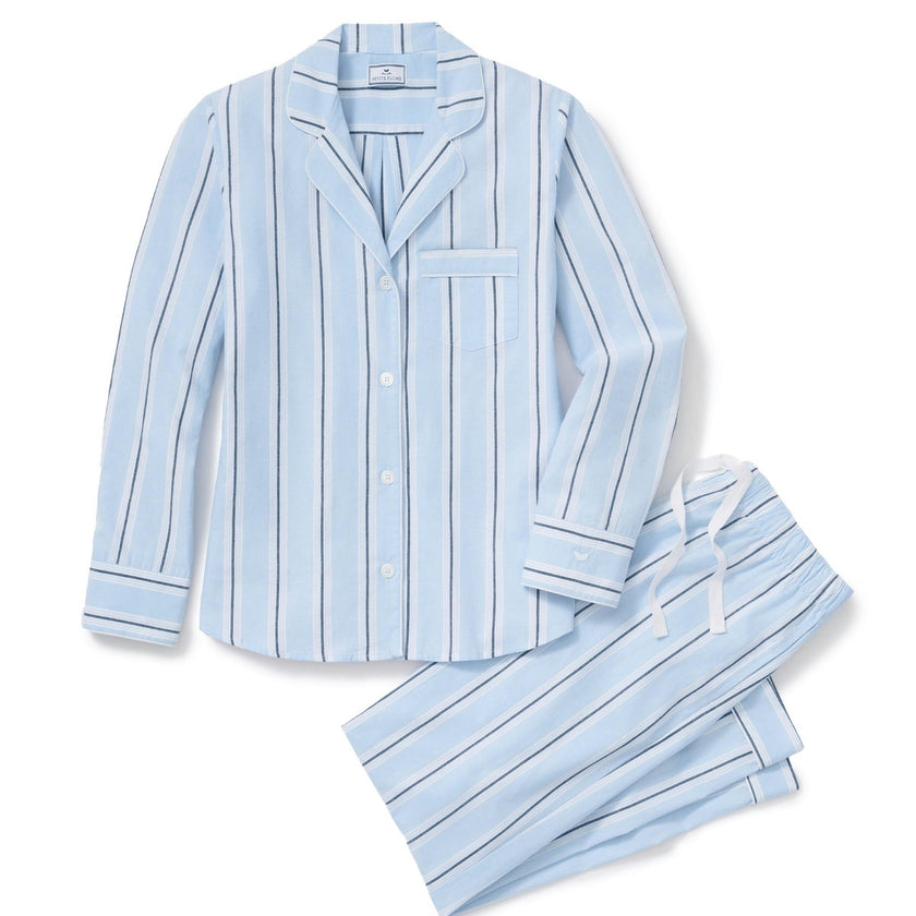 Women's Twill Pajama Set in Coastal Stripe