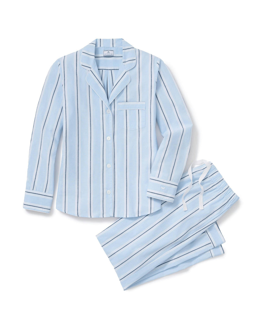 Women's Twill Pajama Set in Coastal Stripe