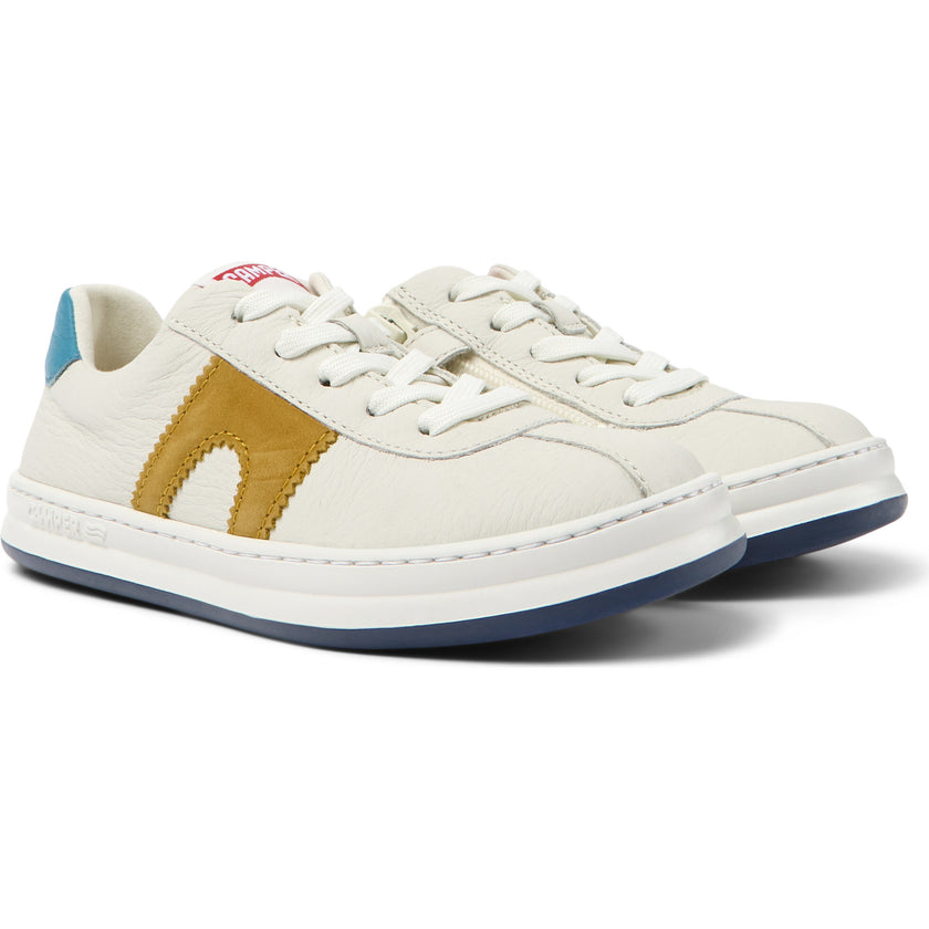 Runner Four Twins Zipped Lace Leather Nubuck Sneakers, White
