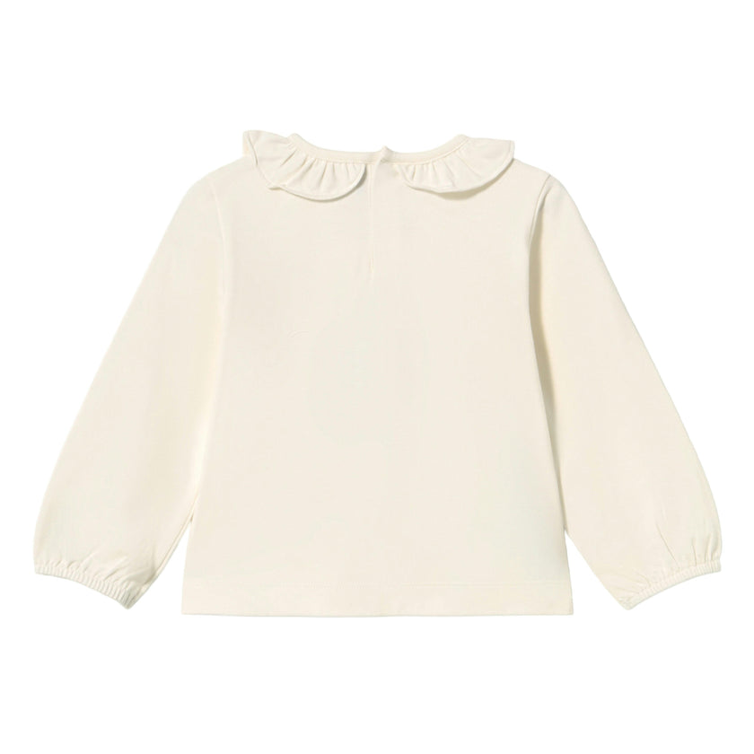 Cream Ruffle-Neck T-shirt