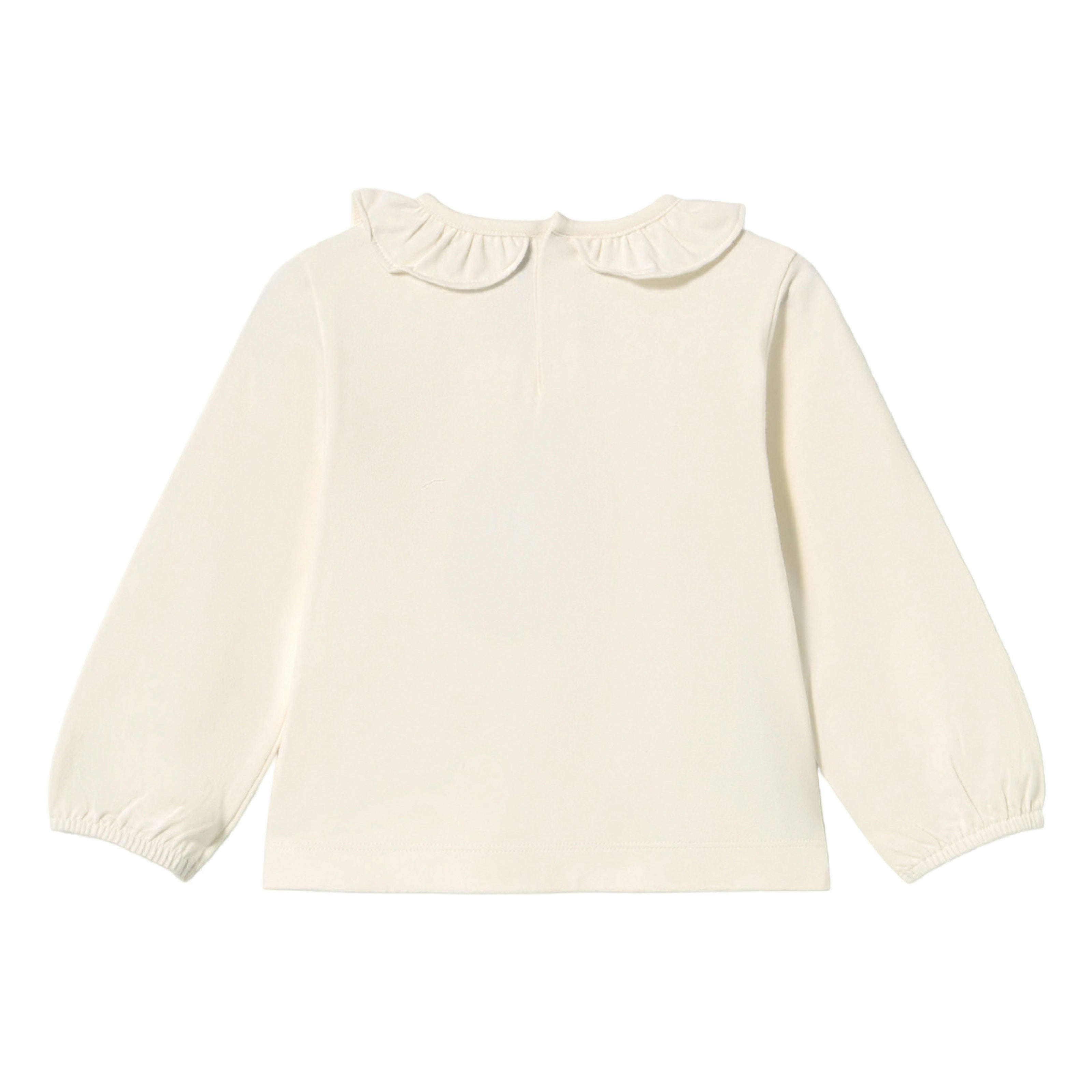 Cream Ruffle-Neck T-shirt