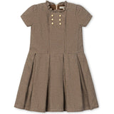 Organic Ruffle Collar Pintuck Drop Waist Dress, Brown