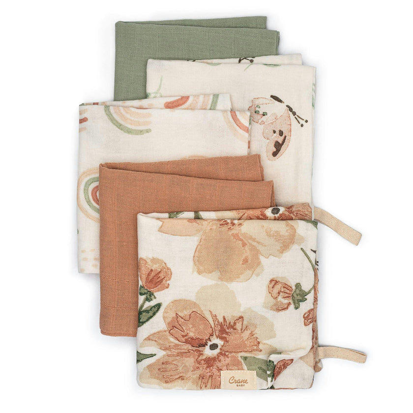 Parker Pink Floral Cotton Washcloth (Set of 5)