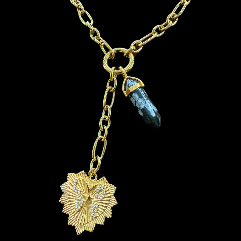 LIMITED EDITION LOVE & CRYSTAL CHARM NECKLACE
