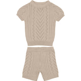 Girls Pretty Pointelle 2-Piece Top & Short Set, Beige