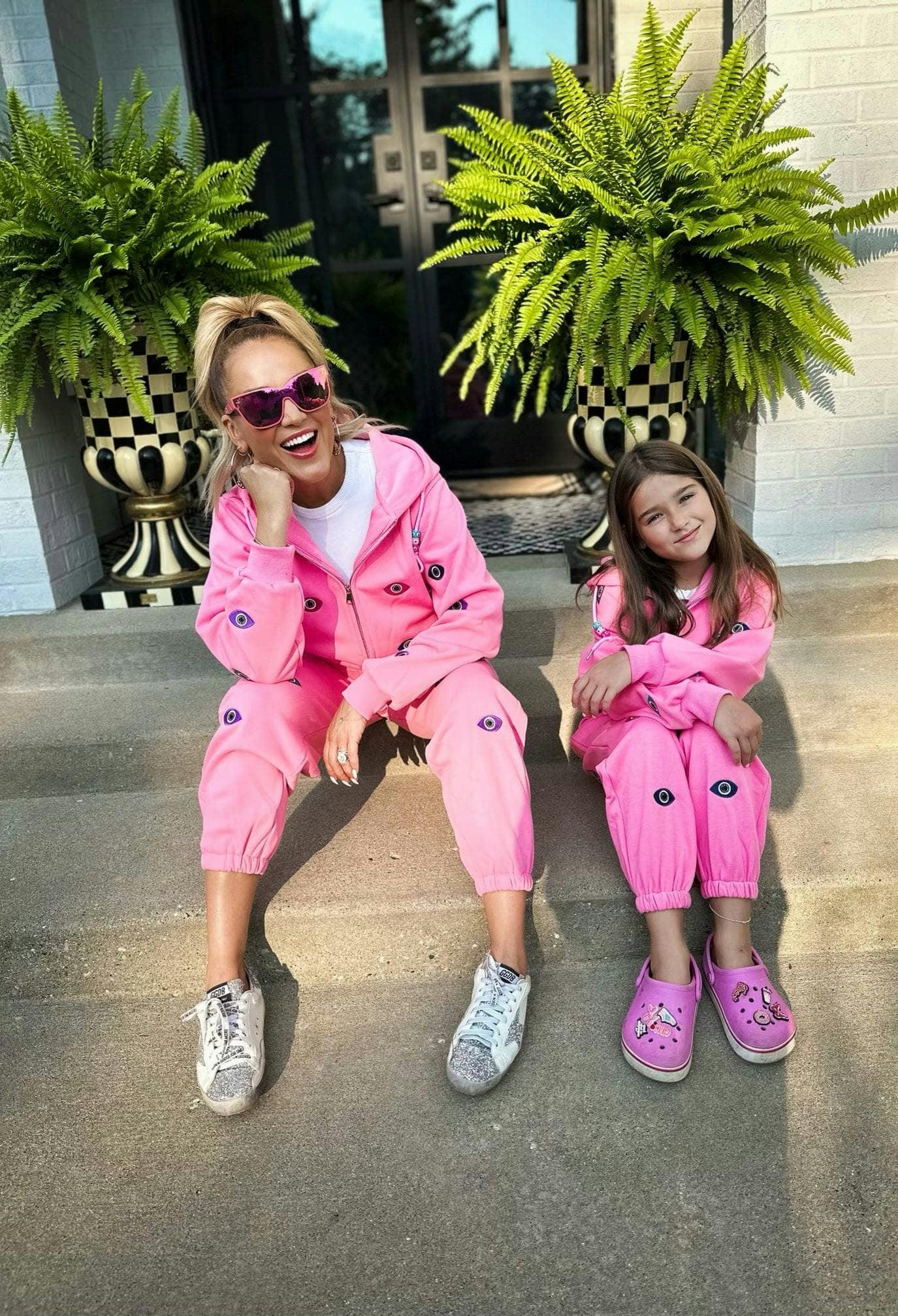 Women's Evil Eye Hoodie Set Pink