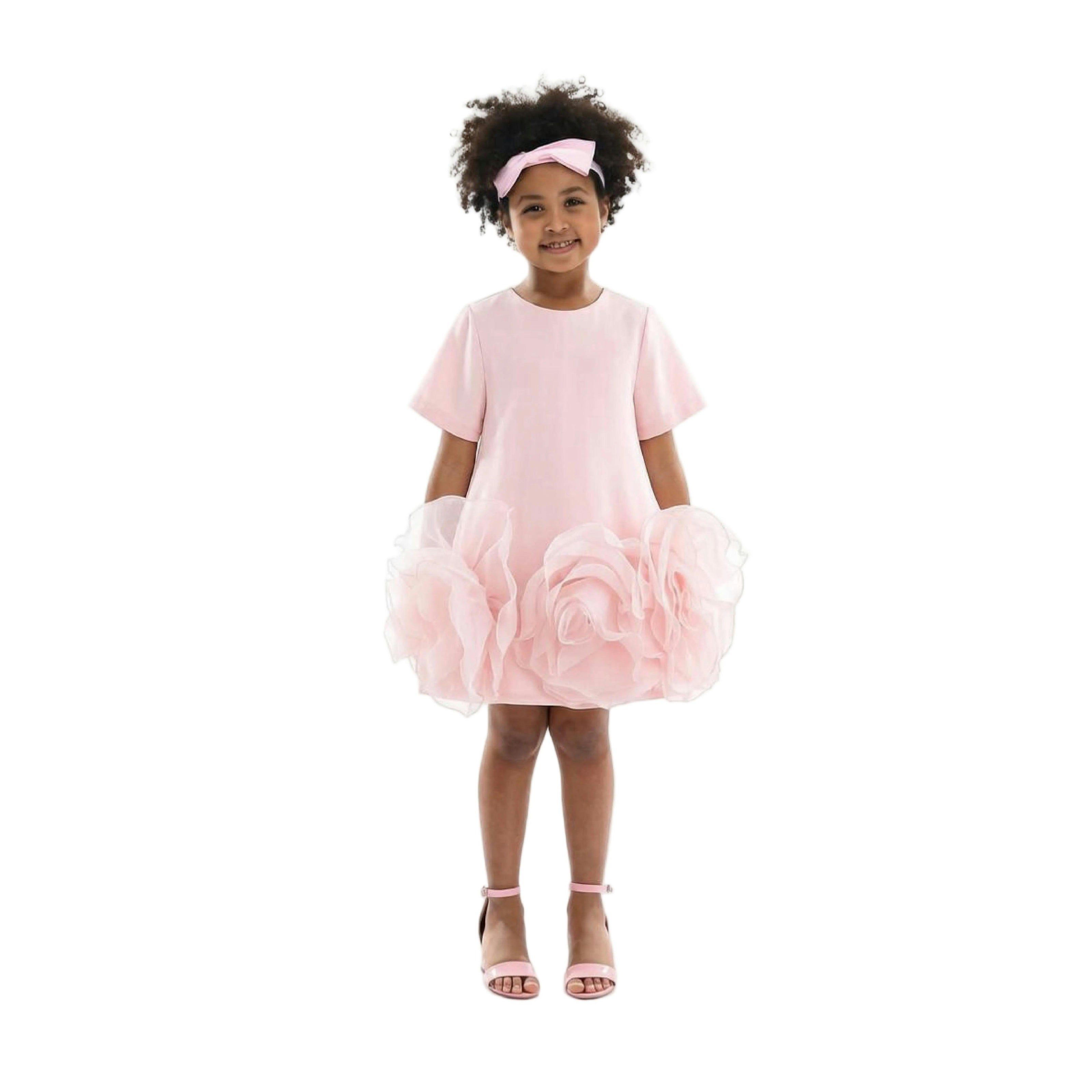 Pink Verina Ruffled Hem A-Line Dress
