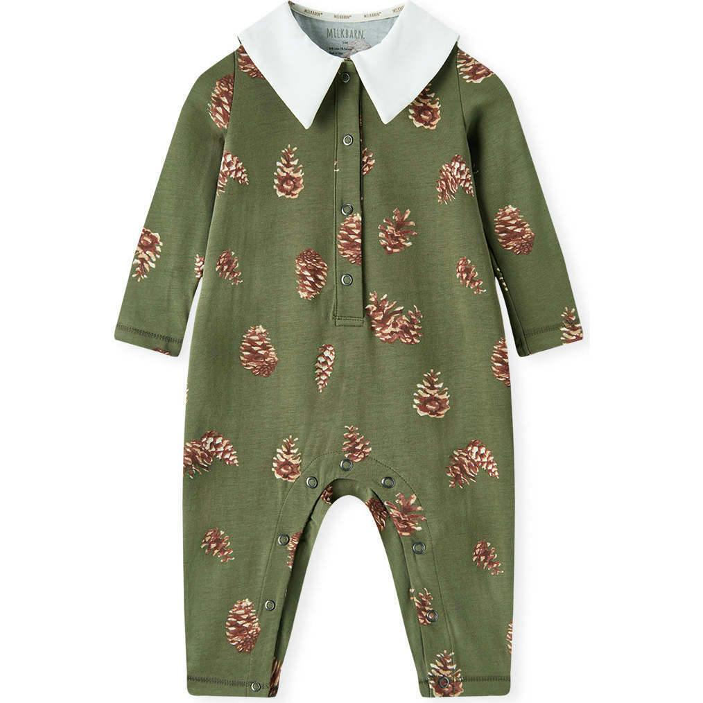 Pinecone Cotton Stretch Collar Long Sleeve Jumpsuit