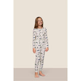 Kids Printed TENCEL Modal Unisex Long PJ Set, White